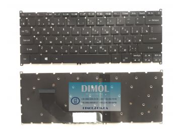 Оригинальная клавиатура для ноутбука Acer Swift 3 SF314-54 series, black, ru, подсветка, (VER.1)