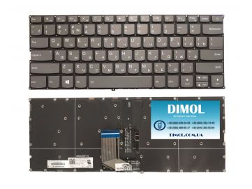 Оригинальная клавиатура для ноутбука Lenovo IdeaPad 320S-13IKB, 720S-14IKB series, rus, gray, подсветка   
