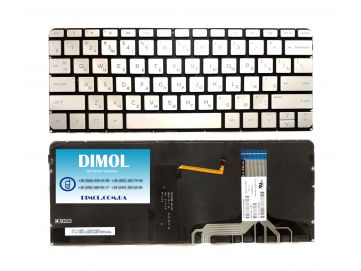 Оригинальная клавиатура для ноутбука HP Spectre X360 13-V series, ru, silver, подсветка