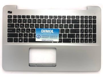 Оригинальная клавиатура для ноутбука Asus X555L, X555Y, X554L, X554Y, R556L, R556Y, X555S, K555S series, black, ru, серебристая панель, динамики