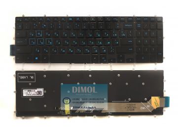 Оригинальная клавиатура для ноутбука Dell Inspiron 15 7000 Gaming (7567) series, rus, black, голубая подсветка