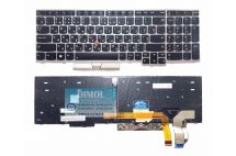 Оригинальная клавиатура для Lenovo ThinkPad E580, L580 series, black, ru, подсветка, серая рамка
