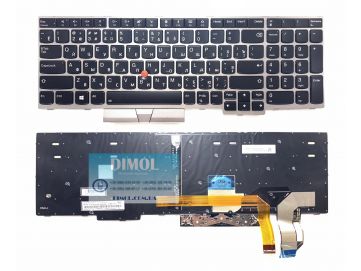 Оригинальная клавиатура для Lenovo ThinkPad E580, L580 series, black, ru, подсветка, серая рамка