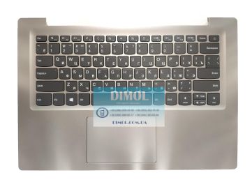 Оригинальная клавиатура для ноутбука Lenovo ideapad 120S-14IAP series, ru, gray, серая передняя панель, тачпад