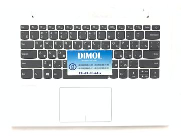 Оригинальная клавиатура для ноутбука Lenovo IdeaPad 320S-14, 320S-14IKB, 320S-14ISK series, rus, gray, белая передняя панель