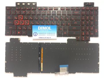 Оригинальная клавиатура для ноутбука Asus TUF FX504, FX505, FX705, FX80G, FX505D,FX504GM, FX80GM series, черный, красная подсветка
