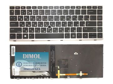 Оригинальная клавиатура для HP EliteBook 745 G5, 745 G6, 840 G5, 840 G6, 846 G5, 14U G5, 14U G6 series, ru, black, серебристая рамка, трекпоинт, подсветка