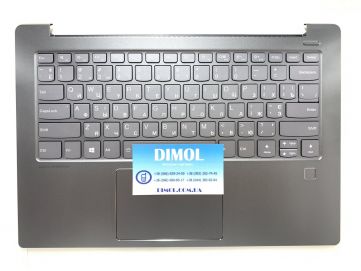 Оригинальная клавиатура для Lenovo XIAOXIN Air-14 series, black, ua, чёрная передняя панель, тачпад, подсветка, отпечаток пальца