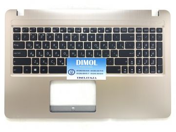 Оригинальная клавиатура для ноутбука Asus X540, X540L, X540LA, X540CA, X540SA, R540, X543 series, ru, black, золотая передняя панель