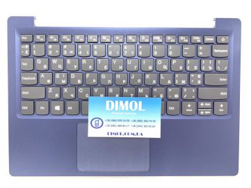 Оригинальная клавиатура для ноутбука Lenovo Ideapad 120S-11IAP series, uk, gray, синяя передняя панель, тачпад