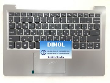 Оригинальная клавиатура для ноутбука Lenovo Ideapad 120S-11IAP series, ru, gray, серая передняя панель, тачпад
