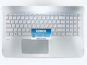Оригинальная клавиатура для ноутбука HP Pavilion 15-BK series, silver, ru, серебристая передняя панель, подсветка