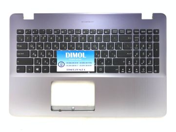 Оригинальная клавиатура для Asus A542, K542, F542, R580, X542 series, ua, black, серебристая передняя панель