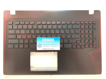Оригинальная клавиатура для ноутбука Asus ROG Strix GL553 series, ru, black, красная подсветка, передняя панель