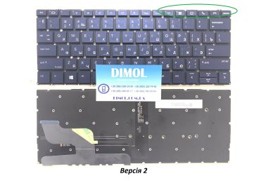 Оригинальная клавиатура для ноутбука HP Elite Dragonfly G1, G2, 13 G1, 13 G2 series, ru, dark blue, без рамки, подсветка