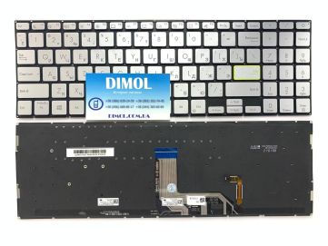 Оригинальная клавиатура для ноутбука Asus VivoBook 15 X513E, X513EA,X513EP, X513EQ, X513IA, X513UA, M513, M513UA, M513I series, ru, серебро, подсветка