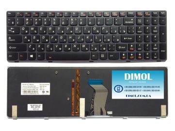 Оригинальная клавиатура для Lenovo IdeaPad Y580 series, black, black frame, backlit, ru