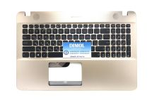 Оригинальная клавиатура для ноутбука Asus R541, R541U, X541, X541S, A541U, F541U, X541L series, black, ru, золотая передняя панель