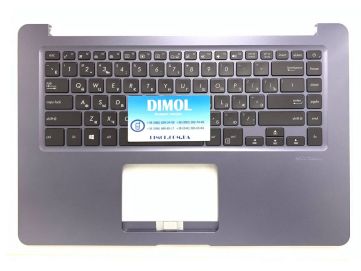Оригинальная клавиатура для ноутбука Asus Vivobook 15 X510, X510UQ, A510U, F510U series, ua, black, фиолетовая передняя панель, подсветка 
