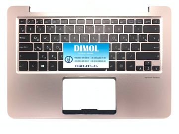 Оригинальная клавиатура для ноутбука Asus Zenbook UX330UA, U3000U, UX330C, UX330CA, U3000C, UX330CA series, black, ru, подсветка, передняя панель розовое золото