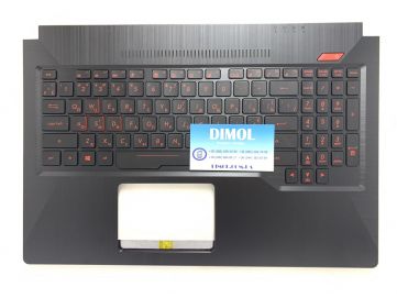 Оригинальная клавиатура для ноутбука Asus FX503, FX503V, FX503VD, FX503VM series, black, ru, подсветка, черная передняя панель
