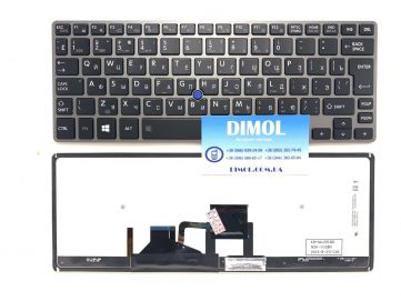 Оригинальная клавиатура для Toshiba Portege Z30, Z30-A, Z30-A1301, Z30-A1301L, Z30-A1302, Z30-A1310 series, black, ru, серая рамка, подсветка