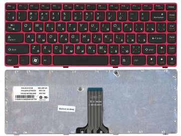 Оригинальная клавиатура для Lenovo IdeaPad Z470, G470Ah, G470GH, Z370 series, black, (red frame), ru