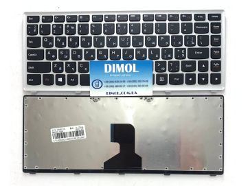 Оригинальная клавиатура для Lenovo IdeaPad Z400 series, black, silver frame, ru
