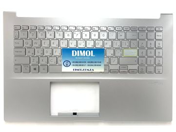 Оригинальная клавиатура для Asus VivoBook 15 X513E, X513EA, X513EQ, X513UA, M513, M513UA, K513, K513E series, ru, silver, серебристая передняя панель, подсветка