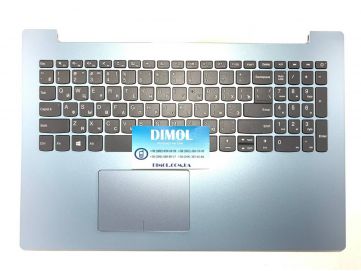 Оригинальная клавиатура для Lenovo IdeaPad 320-15, 330-15, 520-15 series, gray, ru, голубая передняя панель
