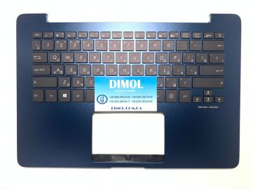 Оригинальная клавиатура для ноутбука Asus ZenBook UX410, UX430, UX430U, UX430UA, UX430UA-DH74, UX430UN, RX410 series, black, ru, темно-синяя передняя панель, подсветка (ver.1)