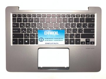 Оригинальная клавиатура для ноутбука Asus Zenbook UX310, UX310F, UX310UA, UX310UQ series, black, ukr, кварц серый передняя панель, подсветка