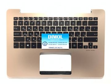 Оригинальная клавиатура для ноутбука Asus ZenBook UX410, UX430, UX430U, UX430UA, UX430UA-DH74, UX430UN, RX410 series, black, ru, золотая передняя панель, подсветка (ver.1)
