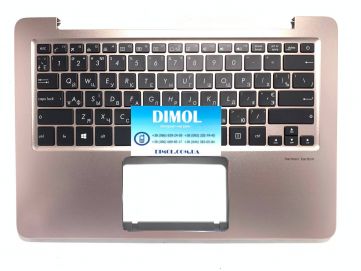 Оригинальная клавиатура для ноутбука Asus Zenbook UX310, UX310F, UX310UA, UX310UQ series, black, ukr, передняя панель розовое золото, подсветка