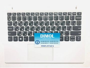 Оригинальная клавиатура для ноутбука Lenovo Ideapad 120S-11IAP series, rus, gray, белая передняя панель, тачпад