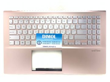 Оригинальная клавиатура для ноутбука Asus Vivobook 15 X531, X531F, X531FA, S5500, S5500F, S532F series, silver, ukr, передняя панель розовое золото, подсветка