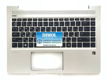 Оригинальная клавиатура для ноутбука HP Probook 440 G6, 445 G6, 445R G6 series, ru, black, серебристая передняя панель, подсветка