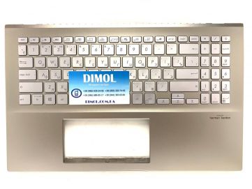 Оригинальная клавиатура для Asus Vivobook S15 S532, X532 series, ru, silver, подсветка, золотая передняя панель