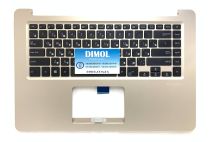 Оригинальная клавиатура для ноутбука Asus Vivobook 15 X510, X510UQ, A510U, F510U series, ru, black, золотая передняя панель