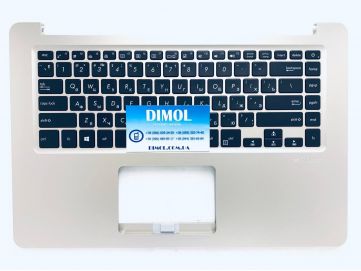 Оригинальная клавиатура для ноутбука Asus Vivobook 15 X510, X510UQ, A510U, F510U series, ru, black, золотая передняя панель, подсветка