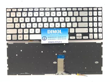 Оригинальная клавиатура для ноутбука Asus Vivobook S15 S530, K530, X530, S5300 series, ru, silver, подсветка