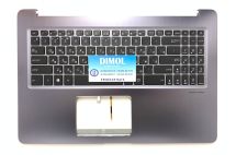 Оригинальная клавиатура для ноутбука Asus N580V, X580V, N580VD, X580VE, X580VD, NX580 series, ru, black, подсветка, серебристо-голубая передняя панель