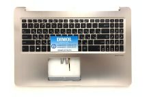 Оригинальная клавиатура для ноутбука Asus N580V, X580V, N580VD, X580VE, X580VD, NX580 series, ru, black, подсветка, золотая передняя панель