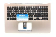 Оригинальная клавиатура для ноутбука Asus Vivobook S15 S530, S530UA, S530UN, S5300 series, ru, black, холодное золото передняя панель