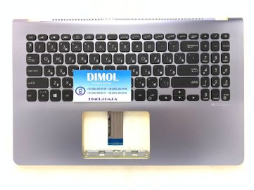 Оригинальная клавиатура для ноутбука Asus Vivobook S15 S530, S530UA, S530UN, S5300 series, uk, black, подсветка, серебристо-синяя передняя панель