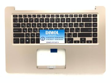 Оригинальная клавиатура для ноутбука Asus Vivobook S15 S510, S510U, S510Ua, S510Un, S510Uq series, ru, black, золотая передняя панель, подсветка 