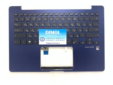 Оригинальная клавиатура для ноутбука Asus ZenBook UX331U, UX331UN series, black, ru, подсветка, синяя передняя панель