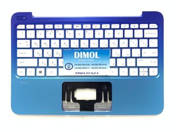 Оригинальная клавиатура для ноутбука HP Stream 11-R, 11-D, 11-AS series, ru, white, синяя передняя панель