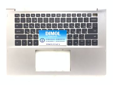 Оригинальная клавиатура для Dell Inspiron 14-5400 2 in 1, Inspiron 14 5493, Inspiron 14 5498 series, ru, black, подсветка, серебристая передняя панель