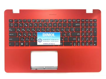 Оригинальная клавиатура для Asus A542, K542, F542, R580, X542 series, black, укр, красная передняя панель